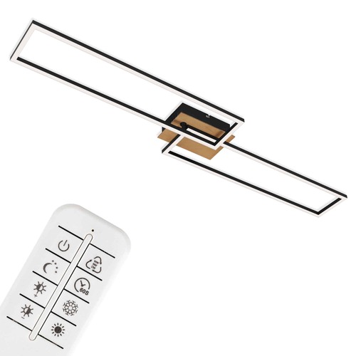 Hranatá - BRILO 3145-014 LED CCT rám 110 cm 40W 2x2200lm dřevo-černá - BRILO - foto 1