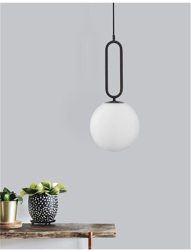 Koule - NV 9191202 Závěsné svítidlo GRUS matný černý kov opálové sklo E27 1x12W 230V IP20 bez žárovky - NOVA LUCE - foto 1