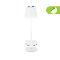 Stolní lampy dekorační - BRILO 7517016 Cilano RGBW stolní bezdrátová lampa IP44, stmívatelná, vč. nabíjecí základny, bílá - BRILO