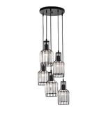 Vícečetná - NV 9001702 Závěsné svítidlo CARTER černý hliník a křišťál E27 5x12W 230V IP20 bez žárovky - NOVA LUCE