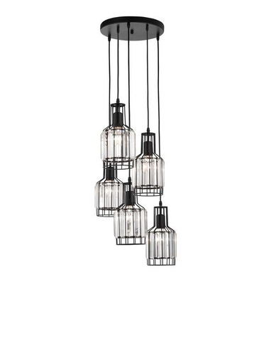 Vícečetná - NV 9001702 Závěsné svítidlo CARTER černý hliník a křišťál E27 5x12W 230V IP20 bez žárovky - NOVA LUCE - foto 1