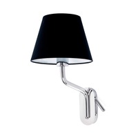 Dekorativní - FARO 24007-12 ETERNA levá chrom/černá nástěnná lampa se čtecí lampičkou - FARO