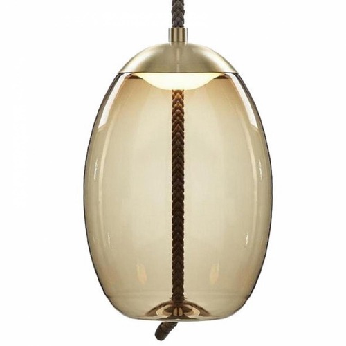 Dekorativní - BRO PC01018_006 Knot Uovo, závěsné svítidlo, hnědé kouřové sklo lesklé / mosaz, 14W LED 2700K stmívatelné, prům.30cm - BROKIS A - foto 1