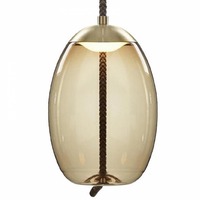 Dekorativní - BRO PC01018_006 Knot Uovo, závěsné svítidlo, hnědé kouřové sklo lesklé / mosaz, 14W LED 2700K stmívatelné, prům.30cm - BROKIS A