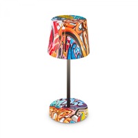 Stolní lampy dekorační - BRILO 7423045 Boja LED stolní lampička bezdrátová IP44, stmívatelné, dotykový vypínač, motiv graffiti - BRILO