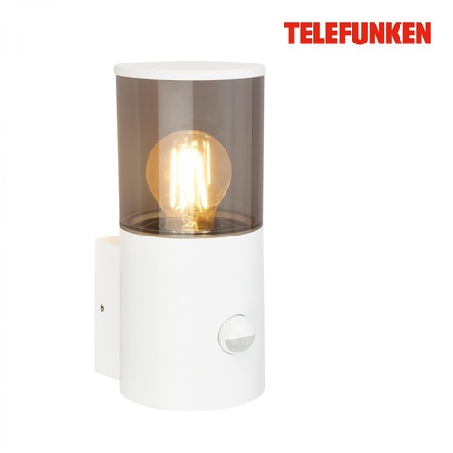 Nástěnná - TF 322306TF TELEFUNKEN venkovní nástěnné svítidlo, pohybové čidlo, ochrana proti stříkající vodě, kouřové sklo, bílé - BRILONER - foto 1