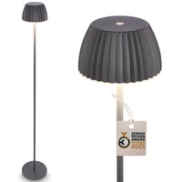 Stojací lampy - BRILO 1238015 nabíjecí stojanová lampa Riffle - 124 cm, 4,2W, 400lm, LED, bezdrátová, stmívatelná, dotykový vypínač, antracit - BRILO