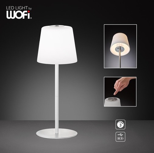 Stolní lampy dekorační - WO 10087 VÝPRODEJ - Stolní lampa GENK LED 2W 230lm 3000K na baterie (dobíjení přes USB) - WOFI - foto 1