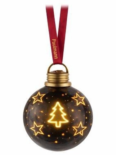 Svítilny - P 241226 Vánoční koule (na baterie) Christmas Globe hnědá / zlatá 100mm 2200K – PAULMANN - foto 1