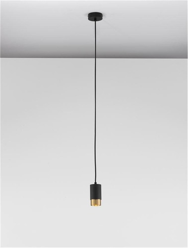 Válec - NV 9911526 Závěsné svítidlo POGNO černá a zlatý hliník GU10 1x10W IP20 220-240V bez žárovky - NOVA LUCE - foto 1