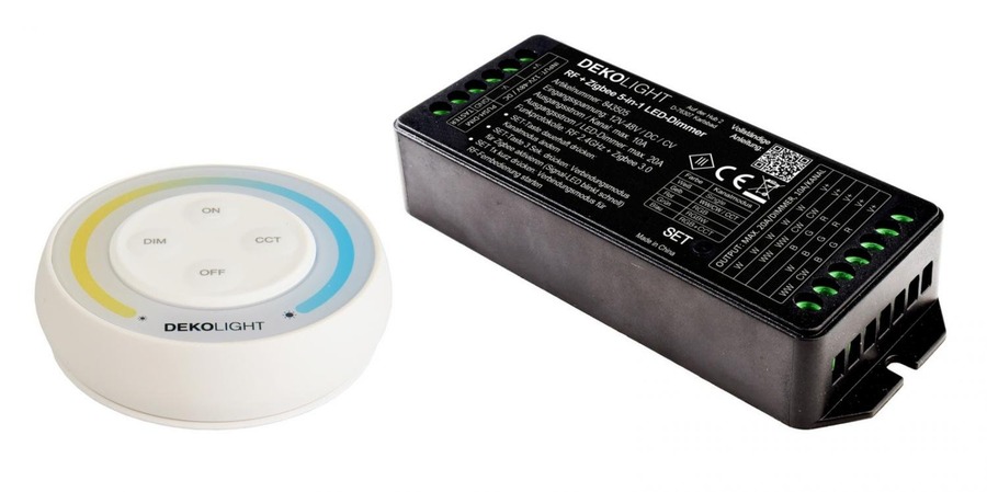 Ovladače a stmívače pro jednobarevné LED pásky - IMPR 843501 Deko-Light RF-smart, startovací sada LED Single/CCT, 12-48V, 20A vč. dálkového ovládání RF / Zigbee 3.0 / Intelli-Push - foto 1
