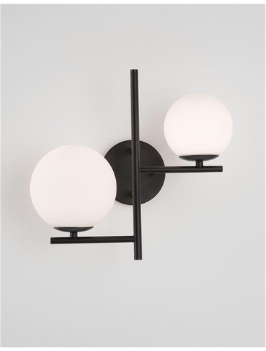Dekorativní - NV 9190421 Nástěnné svítidlo IMPERO bílé matné sklo černý kov E14 2x5W 230V IP20 bez žárovky - NOVA LUCE - foto 1