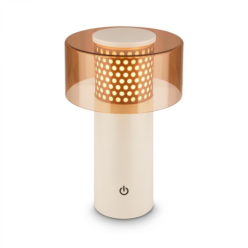 Stolní lampy dekorační - BRILO 7669014 Gila stolní lampa - 2,6W, 200lm, bezdrátová, LED, IP44, dotykový vypínač, stmívatelná, kávová/světlešedá - BRILO - foto 1