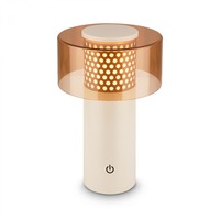 Stolní lampy dekorační - BRILO 7669014 BRILONER Gila stolní lampa - 2,6W, 200lm, bezdrátová, LED, IP44, dotykový vypínač, stmívatelná, kávová/světlešedá 7669014