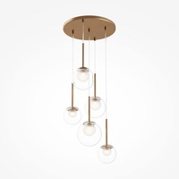 Vícečetná - M MOD521PL-05G Závěsné svítidlo Basic form G9 5x20W zlatá kov sklo designové - MAYTONI