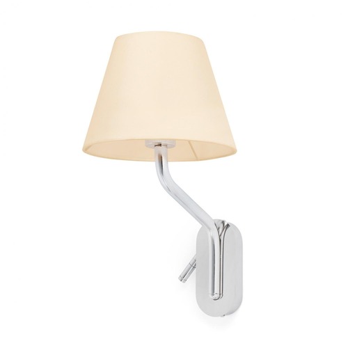 Dekorativní - FARO 24006-11 ETERNA pravá chrom/béžová nástěnná lampa se čtecí lampičkou - FARO - foto 1