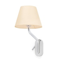 Dekorativní - FARO 24006-11 ETERNA pravá chrom/béžová nástěnná lampa se čtecí lampičkou - FARO