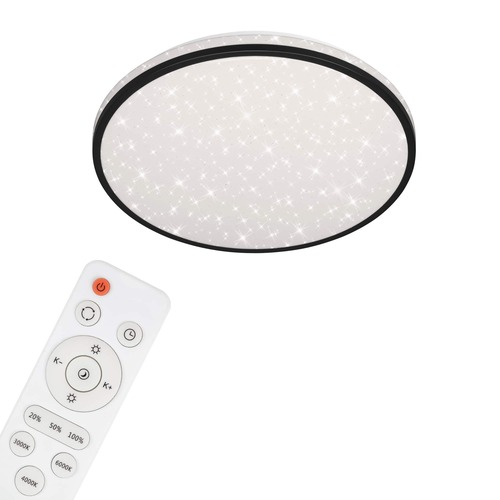 Kruhová - BRILO 3447-115 LED stropní svítidlo hvězdné nebe, pr. 38 cm, 24 W, černá - BRILO - foto 1