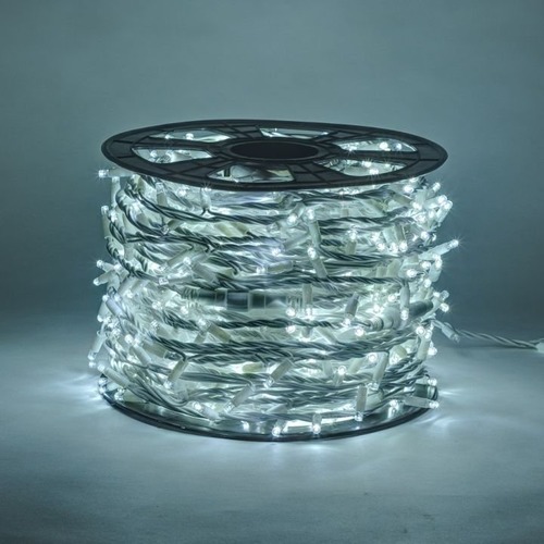 Venkovní řetězy - DLED SFNX0110 DecoLED LED světelný řetěz, 100m, ledově bílá s FLASH efektem, 1000 diod, bílý kabel SFNX0110 - foto 1