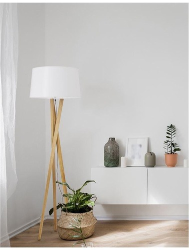 Stojací lampy - NV 9145061 Stojací lampa SALINO stínidlo slonovinová bílá hnědý kabel přírodní dřevo E27 1x12W 230V IP20 bez žárovky - NOVA LUCE - foto 1