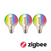 E27 - P 29165 Filament 230V Smart Home Zigbee 3.0 LED Globe G95 E27 3x6,3W RGBW+ stmívatelné zlatá - PAULMANN