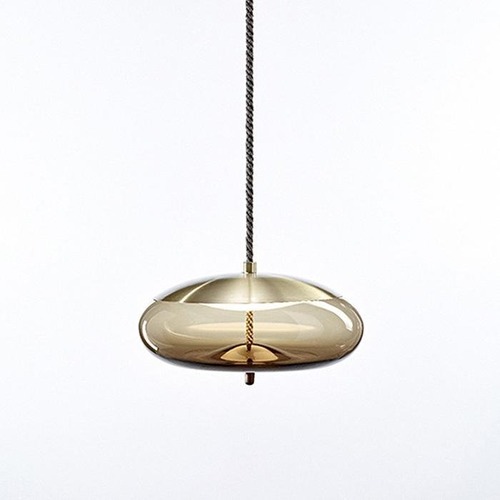 Dekorativní - BRO PC01017_006 Knot Disco, závěsné svítidlo, hnědé kouřové sklo lesklé / mosaz, 14W LED 2700K stmívatelné, prům.50cm  PC1017_SBTR_GL_BRS_BRC_RN  - BROKIS A - foto 1