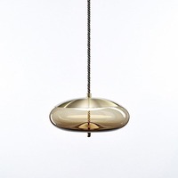 Dekorativní - BRO PC01017_006 Knot Disco, závěsné svítidlo, hnědé kouřové sklo lesklé / mosaz, 14W LED 2700K stmívatelné, prům.50cm  PC1017_SBTR_GL_BRS_BRC_RN  - BROKIS A