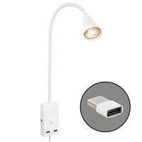 Bodová - BRI 2175016 Justra lampa na čtení, nastavitelná, 2x USB porty, bílá - BRILONER