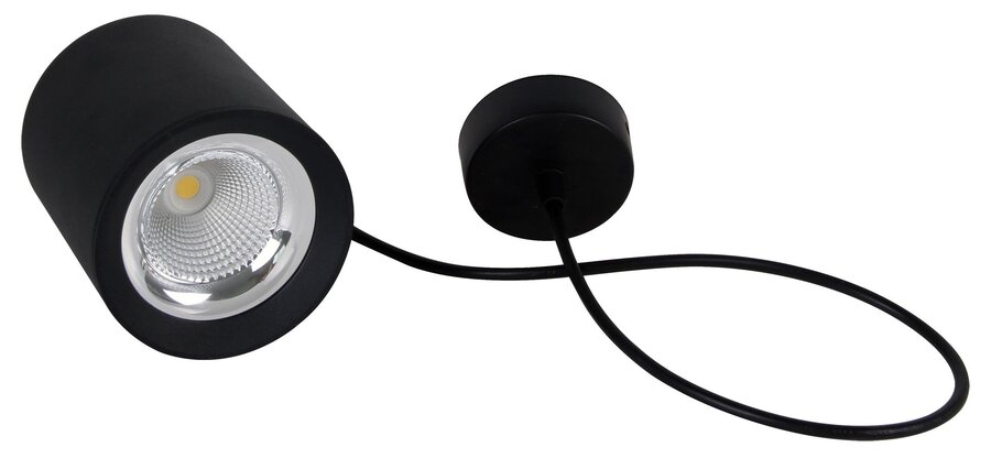 Válec - CEN RNDNEP-1511040 STROPNÍ LED SVÍTIDLO RONDO ZÁVĚSNÉ ČERNÉ 110x123mm 15W/230VAC 4000K 1275Lm 45d IP20 závěs 150cm - CENTURY - foto 1