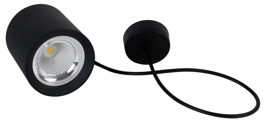 Válec - CEN RNDNEP-1511040 STROPNÍ LED SVÍTIDLO RONDO ZÁVĚSNÉ ČERNÉ 110x123mm 15W/230VAC 4000K 1275Lm 45d IP20 závěs 150cm - CENTURY - foto 1