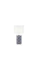 Stolní lampy dekorační - FAN I-ZENO-L Stolní lampa Zeno (bílá + modrá keramika) objímka E14, konstrukce pr. 20 x V 37,5 cm, stínidlo pr. 20 x V 18 cm - FANEUROPE