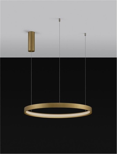Kruhová - NV 9345619 Závěsné svítidlo PERRINE kartáčovaný zlatý hliník a akryl LED 42W 230V 3000K IP20 stmívatelné - NOVA LUCE - foto 1