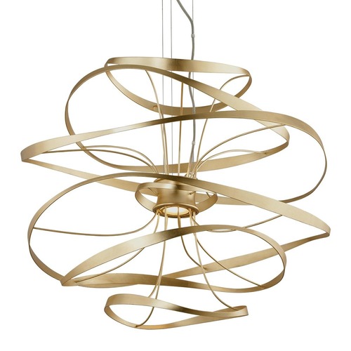 Dekorativní - HVLG 216-43-CE Závěsné svítidlo CALLIGRAPHY kov/sklo zlatá/čirá LED 24W 2700K stmívatelné - HUDSON VALLEY (Corbettt) - foto 1