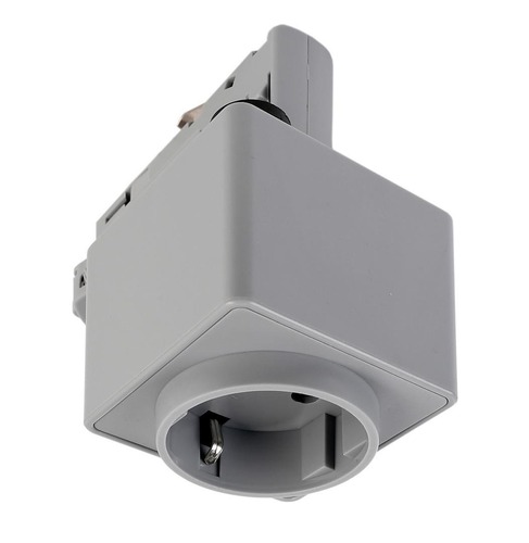 Lišty a příslušenství IVELA - IMPR 710025 Deko-Light 3-fázový kolejnicový systém, D Line adaptér se zásuvkou, 220-240V 1440W šedá RAL 7040 58,5 mm - foto 1
