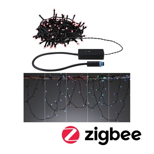 Dekorační - P 94643 Plug &amp; Shine LED světelný řetěz Yuna RGB 12,4m IP44 5W černá - PAULMANN - foto 1