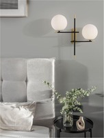 Dekorativní - NV 9009297 Nástěnné svítidlo GITCHI matná černá a zlatý kov opálové sklo G9 2x5W 230V IP20 bez žárovky - NOVA LUCE