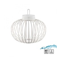 Na stůl - LD 19304-16 AKUBA LED stolní lampa průměr 36cm bílá na baterie USB IP44 stmívatelné dotykem 2700K - JUST LIGHT