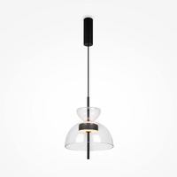 Dekorativní - M MOD185PL-L6B3K2 Závěsné svítidlo Bangkok 3000K 12W černé kov průhledné sklo teplá bílá - MAYTONI