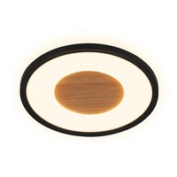 Kruhová - BRILO 3850015 Sufit Wood LED stropní svítidlo ploché, dřevěný dekor, přímé a nepřímé osvětlení, černá - BRILO