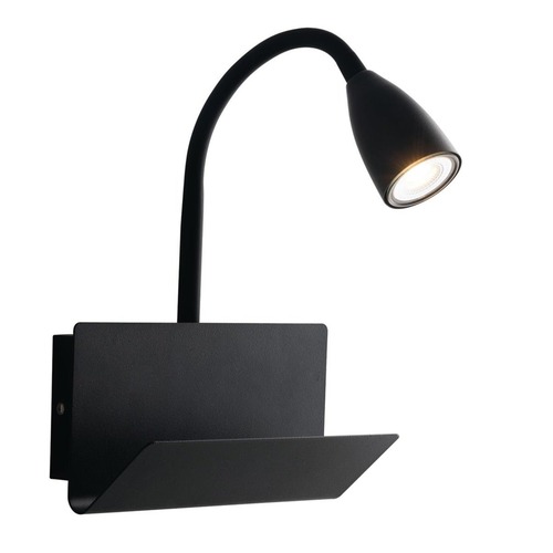Bodová - FAN I-GULP-AP NER Nástěnné svítidlo Gulp Flessibile, černé, s USB 2 A, 1 x GU10, 23 x 27 x 49 cm - FANEUROPE - foto 1