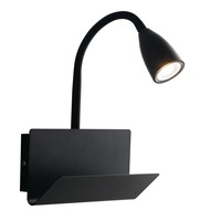 Bodová - FAN I-GULP-AP NER Nástěnné svítidlo Gulp Flessibile, černé, s USB 2 A, 1 x GU10, 23 x 27 x 49 cm - FANEUROPE