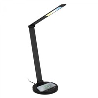 Stolní lampy pracovní - BRILO 7543015 BRILONER Cuma LED lampa na psací stůl, bezdrátové nabíjení telefonu, stmívatelná, černá 7543015