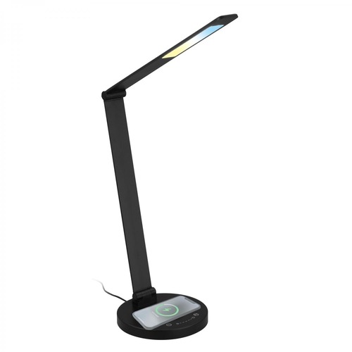 Stolní lampy pracovní - BRILO 7543015 Cuma LED lampa na psací stůl, bezdrátové nabíjení telefonu, stmívatelná, černá - BRILO - foto 1