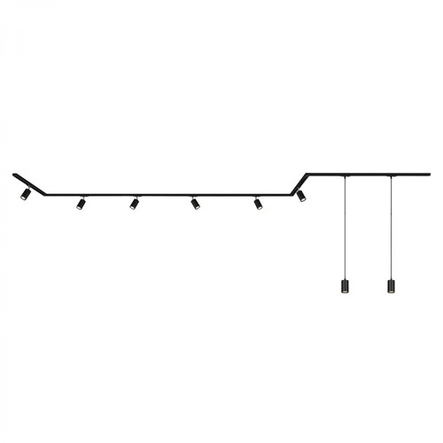 Lištové Briloner 230V - BRILO 8013085 BRILONER 1-fázový lištový systém, 6x spot, 2x závěsná svítidla, 3 rohová spojka, černá 8013085 - foto 1