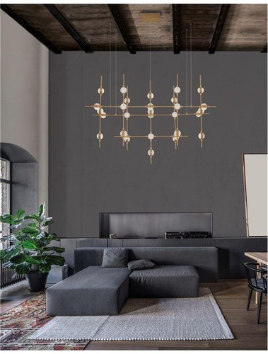 Dekorativní - NV 9180630 Závěsné svítidlo ATOMO zlatý kov a akryl LED 30 x 2.4W 230V 3000K IP20 vč. dálkového ovládání stmívatelné - NOVA LUCE - foto 1