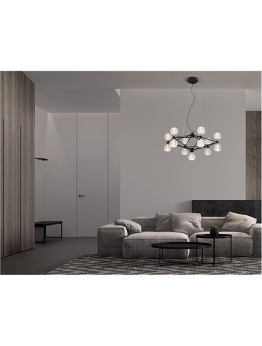 Dekorativní - NV 9695400 Závěsné svítidlo BELINDA černý hliník a akryl LED 52W 230V 3200K IP20 stmívatelné - NOVA LUCE - foto 1