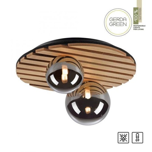 Kruhová - LD 15208-79 stropní svítidlo GREEN dřevo, přírodní kruhové dubové přírodní dřevo s akustickým panelem - JUST LIGHT - foto 1