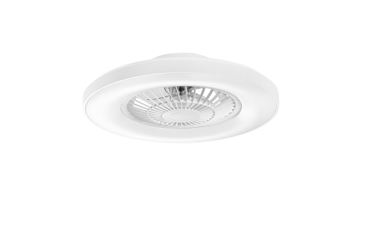 Ventilátory - FAN LED-GARBIN-BCO Stropní svítidlo Garbin bílý LED ventilátor 40 W, 5500 lm, CCT stmívatelné, s RF dálkovým ovladačem a Bluetooth reproduktorem, 1 - FANEUROPE - foto 1