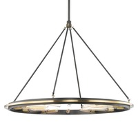Kruhová - HVLG 2745-AOB-CE Závěsné svítidlo CHAMBERS ocel starobronz E27 12x75W - HUDSON VALLEY