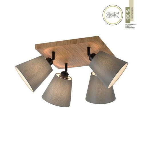 Bodová - LD 11583-79 GREEN MICH LED nástěnné svítidlo přírodní dřevo 4 ramenné hranaté látkové stínidlo - LEUCHTEN DIREKT / JUST LIGHT - foto 1